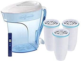 10-Cup Pitcher with 3 Replacement Filter & Water Quality Meter