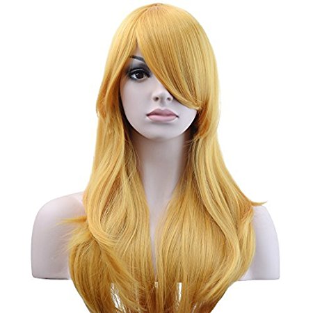 YOPO 28" Wig Long Big Wavy Hair Women Cosplay Party Costume Wig(Blonde)