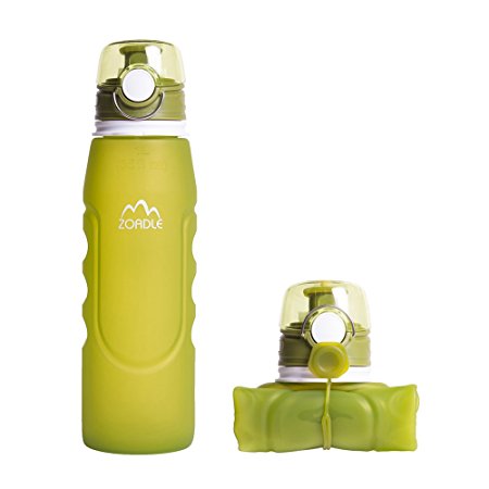 ZOADLE Collapsible Water Bottles - 1 Litre (35 oz), Leak Proof, BPA Free, FDA Approved, Portable and Reusable Silicone Water Bottles, for Travel, Sports and Outdoors
