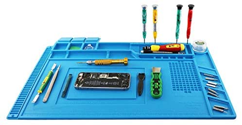 DEYUE Silicone Repair Mat (17.7 x 11.8 Inches, 45 x 30 cm) with Scale Ruler and Screw Position, Soldering Anti-Static, Anti-Corrosion, Heat Resistant Pad for Soldering Electronics, Smartphone