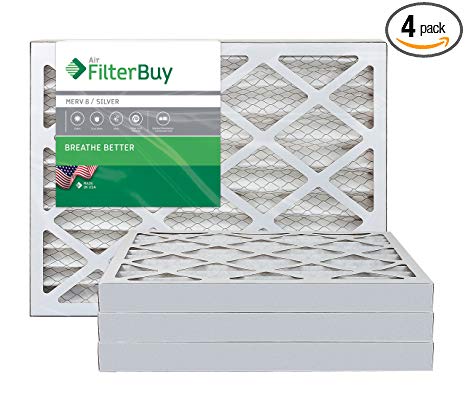 FilterBuy 12x24x2 MERV 8 Pleated AC Furnace Air Filter, (Pack of 4 Filters), 12x24x2 – Silver