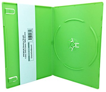(12) CheckOutStore PREMIUM Slimline Single 1-Disc DVD Cases 7mm (Green)