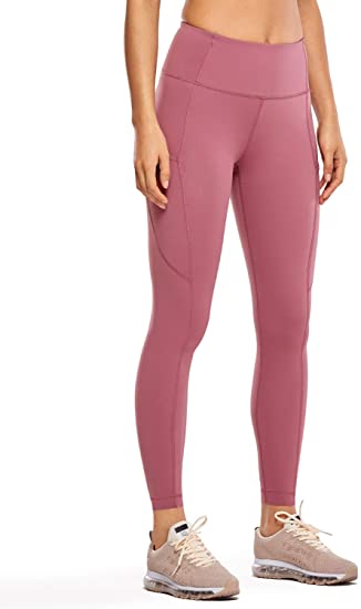 CRZ YOGA Women's Naked Feeling Gym Leggings Squat Proof High Waist Yoga Pants Sports Tights with Pocket-25 Inches