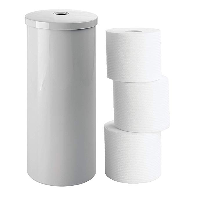 InterDesign UNA Free Standing Toilet Paper Holder Canister for Bathroom Storage Tissue Reserve, Gray