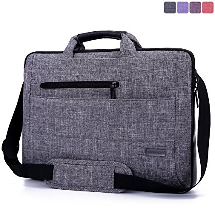 BRINCH® 14.1 Inches Suit Fabric Multi-functional NeoprenePouch Sleeve Carrying Clipcase Handbag Briefcase Shoulder Laptop Bag Case for Macbook 14.1inch/Notebook (14.1 Inches, Grey)