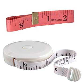 eZAKKA 60-Inch 1.5 Meter Soft Tape Measure and Retractable Tape Measure Set (Red)