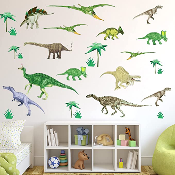 Dinosaurs Wall Stickers Creative Forest Dinosaur and Tree Removable Peel and Stick DIY Wall Decals Decoration for Home Living Room Bedroom Baby Wall Decor