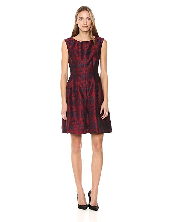 Anne Klein Women's Inverted Fit Flare Jacquard Dress