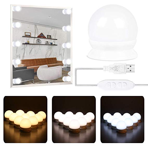LED Vanity Mirror Lights,Kakanuo Mirror Light Kit with 10 pcs Dimmable Vanity Light Bulb for Makeup Vanity Mirror(Mirror Not Included)