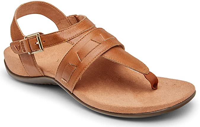 Vionic Women's Lupe Flat Sandal - with Hook and Loop Closure and Concealed Orthotic Arch Support