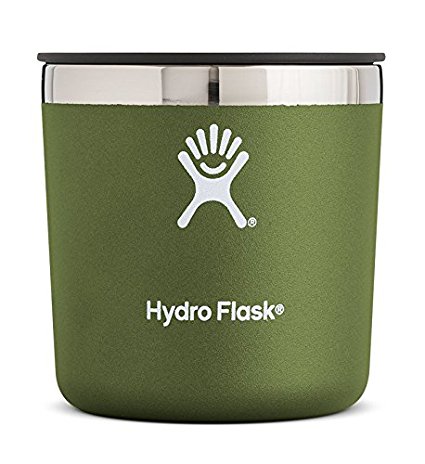 Hydro Flask 10 oz Double Wall Vacuum Insulated Stainless Steel Whiskey Rocks Glass with BPA Free Press-In Lid, Olive