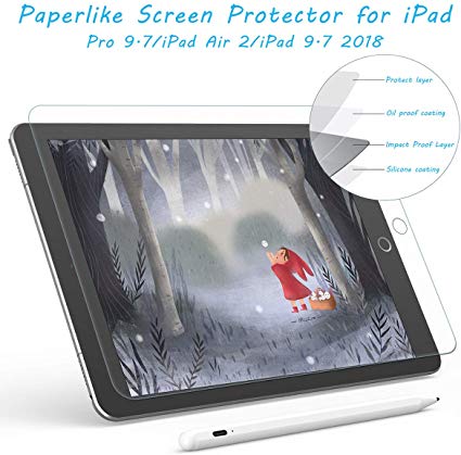 Paperlike Screen Protector,Zspeed Paper-Like iPad Pro 11/12.9,Anti-Glare Matte PET Film for Drawing,Compatible with Apple Pencil