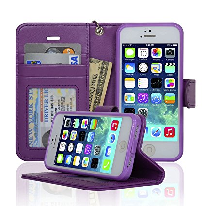 Navor Protective Flip Wallet Case for iPhone 5 & iPhone 5S - Purple (IP5OPP)