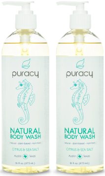 Puracy Natural Body Wash - Sulfate-Free - THE BEST Shower Gel - Clinically Superior Plant-Based Ingredients - Developed by Doctors for Men & Women - Citrus Essential Oils & Sea Salt - Spa-Grade - 16 ounce (Pack of 2)
