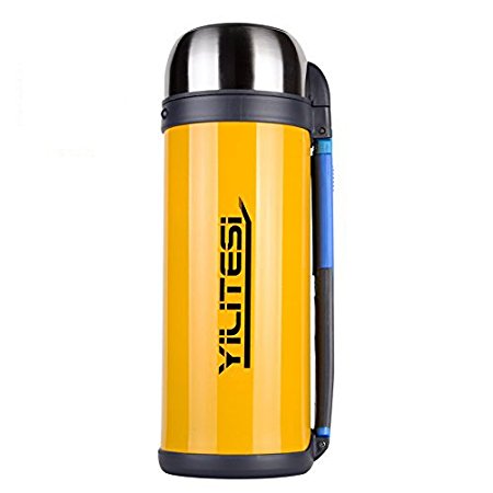 Haehne Flasks 304 Stainless Steel Outdoor Travel Fitness Drinking Mug Vacuum Cup Jug Water Bottle - 2L - Yellow