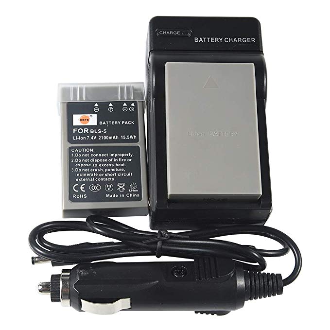 DSTE 2 Pack BLS-5 PS-BLS5 BLS-50 Battery   Travel Charger Compatible for Olympus OM-D,E-M10,Pen E-PL2,E-PL5,E-PL6,E-PL7,E-PM2,Stylus 1 Camera