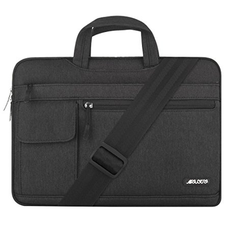 Mosiso Polyester Flapover Style Laptop Messenger Shoulder Bag Case Cover Briefcase for 14-15.6 Inch New MacBook Pro 2017 & 2016 (A1707), MacBook Pro, Notebook Computer, Black