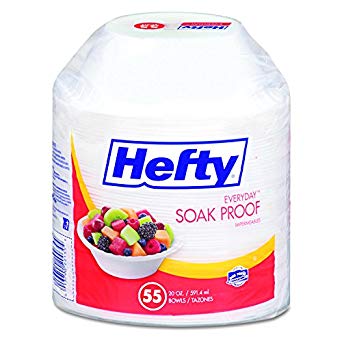 Hefty D22155 Soak Proof Tableware, Foam Bowls, 20oz, 55 Per Pack