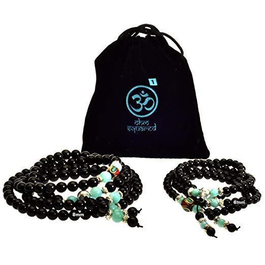 Mala Beads Gemstone Obsidian Healing Bracelet Necklace for Meditation and Prayer