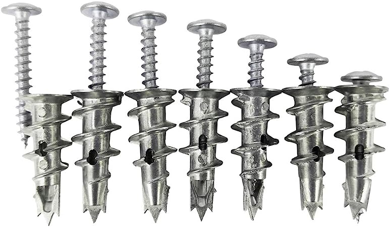 Ansoon Zinc Self-Drilling Drywall Anchors with Screws Kit, 10 Heavy Duty Metal Wall Anchors and 10#8 x 1-1/4'' Screws - 20 Pieces All Together