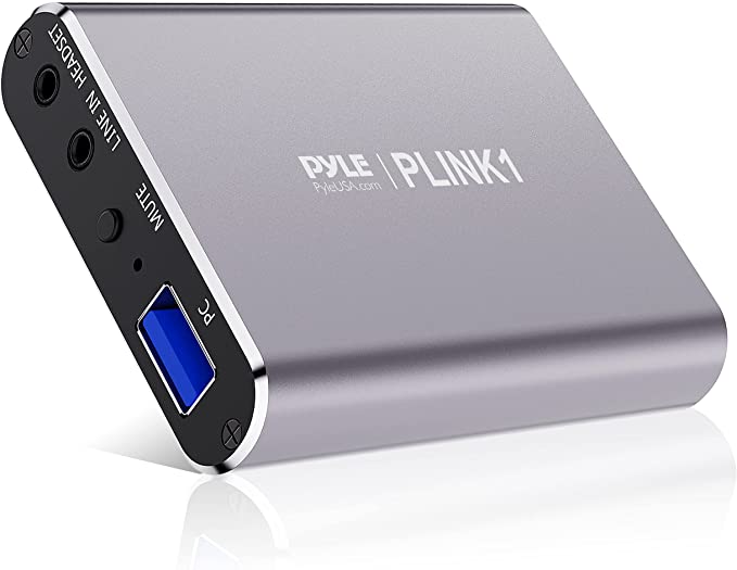 Pyle Capture Card - Full HD 1080p 4K HDMI-to-USB Audio-Video Via DSLR Camcorder Action Cam, Ultra Low Latency, Record to Computer for Gaming, Streaming, Conference or Live Broadcasting - PLINK1