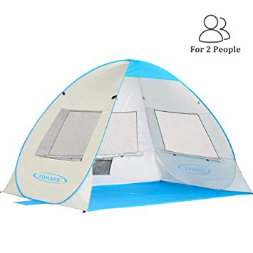 ZOMAKE Pop Up Beach Tent 2-3 Person, Lightweight Portable Sun Shelters Sun Shade Instant Tent Outdoor Cabana with UPF 50  UV Protection for Baby, Family