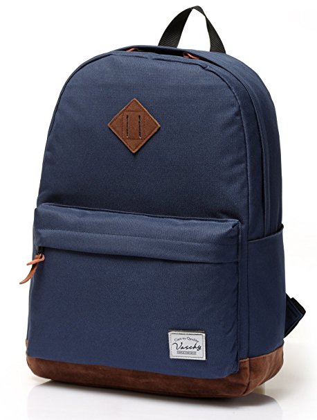Vaschy Classic Lightweight Backpack for Men Water Resistant Campus School Rucksack Travel Backpack Fits 14-Inch Laptop Blue