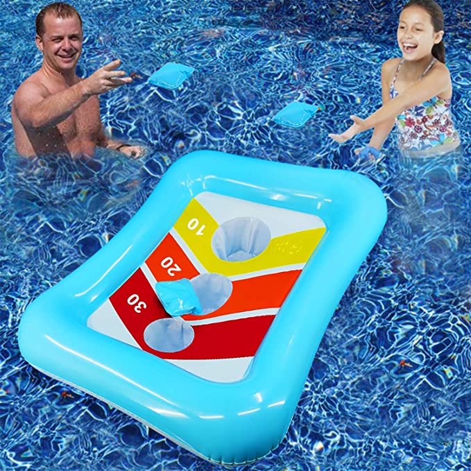 Camlinbo Pool Toys Bean Bag Toss Games Inflatable Floating Cornhole Board Set Toss Toys for Kids Adult Water Games Outdoor Indoor Swimming Pool Toys Summer Beach Pool Party Toys