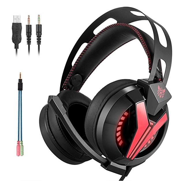 Gaming Headset Microphone Professional ArkarTech PC Headphone Gamer with Mic 3.5mm Bass Stereo Volume Control LED for PC, Laptop, Tablet and Smartphone, PS4 (Splitter Adapter Free)