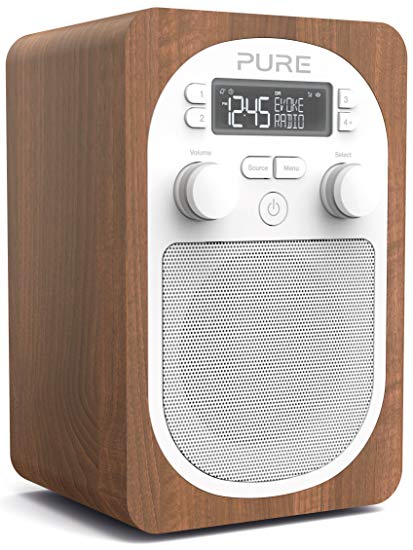 Pure Evoke H2 Portable DAB/DAB /FM Radio with Alarms, 20 Presets and Kitchen and Sleep Timer - Walnut