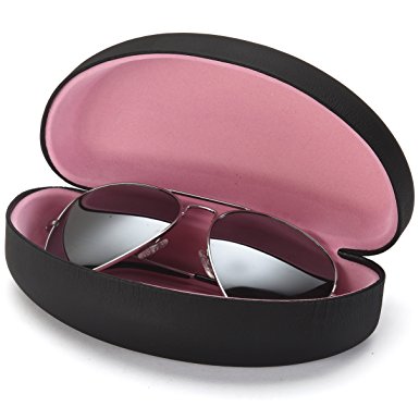 AV Extra Large Protective Hard Carrying Case for Oversized Sunglasses Eyeglasses and Reading Glasses with Microfiber Cleaning Cloth - Choose Your Color