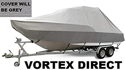 VORTEX HEAVY DUTY GREY / GRAY T-TOP CENTER CONSOLE BOAT COVER FOR 29' -30' BOAT (FAST SHIPPING - 1 TO 4 BUSINESS DAY DELIVERY)