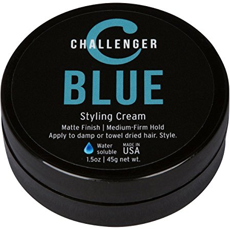 Matte Cream Pomade - Medium Firm Hold - Challenger Blue - Best Men's Styling Cream - Water Based, Clean & Subtle Scent. Men's Hair Wax, Fiber, Clay, Paste All In One