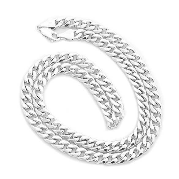 14k Yellow or White Gold Hollow Links 7mm Heavy Miami Cuban Link Chain Necklace, 22" 24"