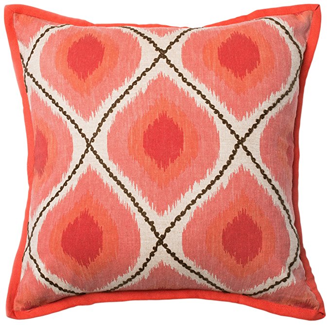 Loloi Pillow, Down Filled - Coral / Pink Pillow Cover, 18" 18"