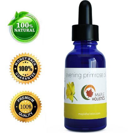 Pure Evening Primrose Oil for Face Skin and Hair - Cold Pressed for Greater Efficacy - Great Gift for Mom - Moisturize Dry and Flaky Skin - Fights Aging and Free Radical Damage - Fully Guaranteed By Maple Holistics