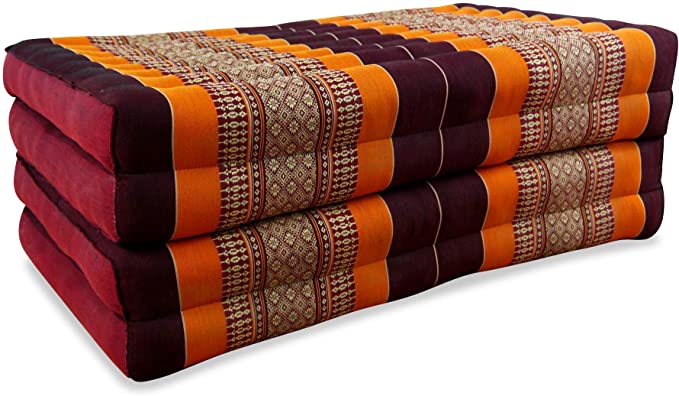 livasia Folding mattress with 100% natural Kapok filling, day bed, foldable cushion, relaxation (orange)