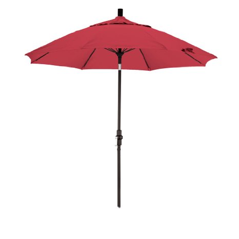 California Umbrella 9-Feet Olefin Fabric Fiberglass Rib Crank Lift Collar Tilt Aluminum Market Umbrella with Black Pole, Red