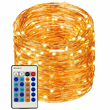 LED String Lights 99ft 300 LEDs String Lights Dimmable with Remote Control, Waterproof Lights for Bedroom, Parties, Garden, Wedding, Yard, ( Copper Wire Lights, Warm White )