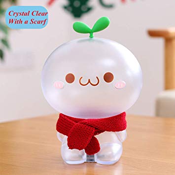 Cute Coin Bank,Money Box for Girl,Money Saving Box for Kids,Piggy Bank,Best Gift Kids,Girls,Perfect Kids Birthday Presents or Creative Gifts,With a Scarf.【Food Grade Plastic】 (Plastic - Crystal Clear)