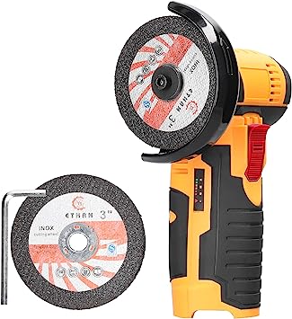 Weytoll Mini Angle Grinder, 19500rpm Electric Grinding Tool Mini Grinder Hand Knife with 2 Cutting Discs for Cutting Polished Brick Wood Stone Steel