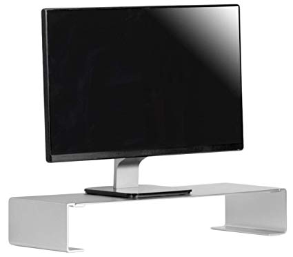 VIVO Silver Aluminum Universal Monitor Laptop Riser | Ergonomic Desktop Stand Modern Tabletop Organizer (STAND-V000I)