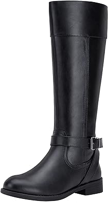 Jeossy Women's 50 Knee High Riding Boots Metal Buckle Calf Boot