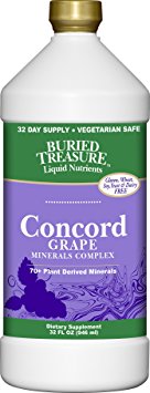 Buried Treasure 70 Plus Plant Derived Minerals Liquid, 32 Ounce Concord Grape Flavor