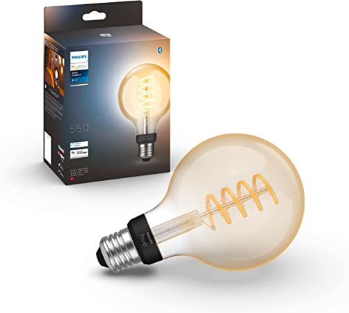 Philips Hue NEW White Ambiance Filament G93 Globe Smart Light Bulb [E27 Edison Screw] With Bluetooth. Works with Alexa, Google Assistant and Apple Homekit