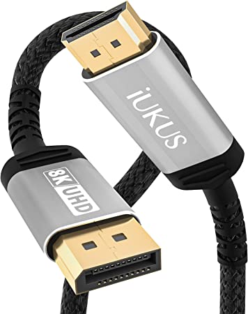 IUKUS 8K Displayport to HDMI Cable 2.1, 8K DP to HDMI Audio Cable Male to Male Unidirectional Display to HDMI Port Adapter Cord for Dell, Projector, Monitor, Desktop, NVIDIA, AMD, HP,Lenovo, ThinkPad