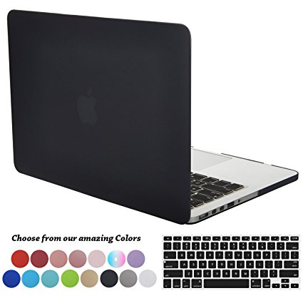 Macbook Pro 13 Retina Case,TECOOL Hard Plastic Shell with Keyboard Cover for Old Apple MacBook Pro 13.3 inch Retina No CD-Rom Model:A1425 and A1502 Version 2015/2014/2013 (Black)