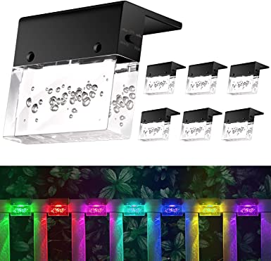 Solar Deck Lights,（6 Pack）Led Solar Step Lights Solar Stair Lights Outdoor Waterproof,Fence, Railing ,Patio Garden, Step,2 Lighting Modes,Warm White/Color Changing