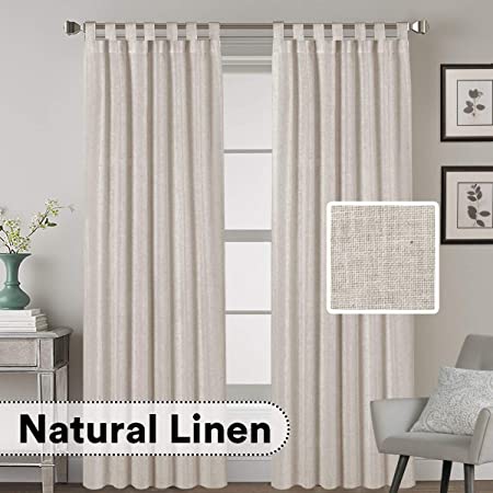 H.VERSAILTEX Elegant Natural Linen Blended Energy Efficient Light Filtering Curtains/Tab Top Curtains Window Treatments Panels/Drapes for Livingroom (Set of 2, 52" x 96"，Angora)