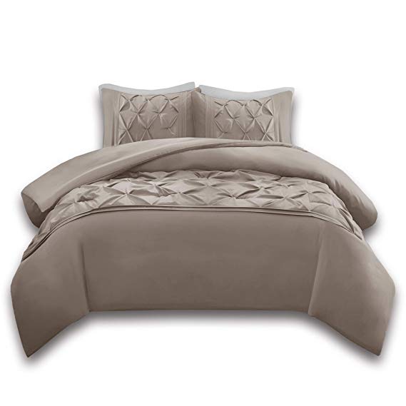 Comfort Spaces King Duvet Cover - Cavoy - Taupe Fashion Bedding Set 3 Pieces Includ [ 1 Cover for Duvet, 2 Shams ] Duvet Sets with Corner Ties - Ultra Soft Microfiber